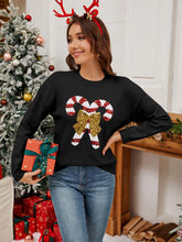 Load image into Gallery viewer, Christmas Candy Cane Sequin Knit Sweater | NCS