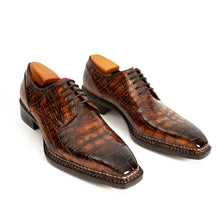 Load image into Gallery viewer, Classic Brown Crocodile Norwegian Derby Shoes