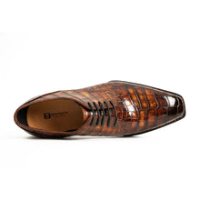 Load image into Gallery viewer, Classic Brown Crocodile Norwegian Derby Shoes