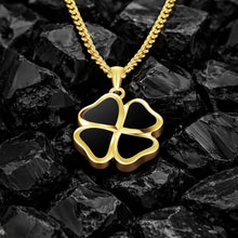Load image into Gallery viewer, Clover Pendant - 14K Gold Onyx