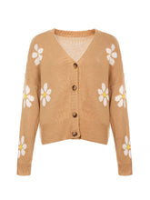 Load image into Gallery viewer, Collegiate Style Floral Pattern Knit Cardigan Loose-Fit Sweater | NCS