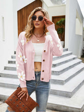 Load image into Gallery viewer, Collegiate Style Floral Pattern Knit Cardigan Loose-Fit Sweater | NCS