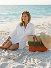 Load image into Gallery viewer, Artisanal Handwoven Stripes Large Tote for Summer Vacation