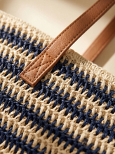 Load image into Gallery viewer, Artisanal Handwoven Stripes Large Tote for Summer Vacation