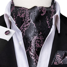 Load image into Gallery viewer, Colorful Silk Ascot/Cravat Tie, Handkerchief & Cufflinks Set