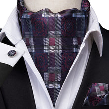 Load image into Gallery viewer, Colorful Silk Ascot/Cravat Tie, Handkerchief & Cufflinks Set
