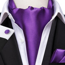 Load image into Gallery viewer, Colorful Silk Ascot/Cravat Tie, Handkerchief & Cufflinks Set