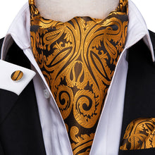 Load image into Gallery viewer, Colorful Silk Ascot/Cravat Tie, Handkerchief & Cufflinks Set