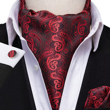 Load image into Gallery viewer, Colorful Silk Ascot/Cravat Tie, Handkerchief & Cufflinks Set