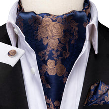 Load image into Gallery viewer, Colorful Silk Ascot/Cravat Tie, Handkerchief & Cufflinks Set