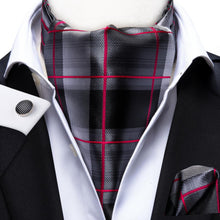 Load image into Gallery viewer, Colorful Silk Ascot/Cravat Tie, Handkerchief & Cufflinks Set