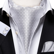 Load image into Gallery viewer, Colorful Silk Ascot/Cravat Tie, Handkerchief & Cufflinks Set