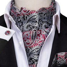 Load image into Gallery viewer, Colorful Silk Ascot/Cravat Tie, Handkerchief & Cufflinks Set