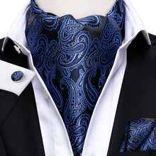 Load image into Gallery viewer, Colorful Silk Ascot/Cravat Tie, Handkerchief & Cufflinks Set