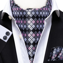 Load image into Gallery viewer, Colorful Silk Ascot/Cravat Tie, Handkerchief & Cufflinks Set