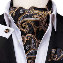 Load image into Gallery viewer, Colorful Silk Ascot/Cravat Tie, Handkerchief & Cufflinks Set