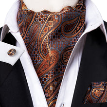 Load image into Gallery viewer, Colorful Silk Ascot/Cravat Tie, Handkerchief & Cufflinks Set