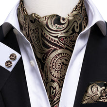Load image into Gallery viewer, Colorful Silk Ascot/Cravat Tie, Handkerchief & Cufflinks Set