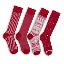 Load image into Gallery viewer, Crimson / White Dress Socks 4-Pack