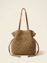 Load image into Gallery viewer, Artisanal Hand-Crocheted Straw Bucket Bag