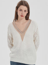 Load image into Gallery viewer, Cutout Colorblock V-Neck Long Sleeve Knit Sweater | NCS