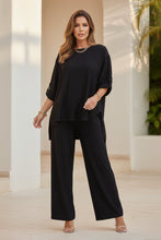 Load image into Gallery viewer, Women's Batwing Sleeve Loose Top & Wide Leg Pants Two-Piece Set