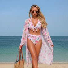 Load image into Gallery viewer, Women's Printed Bikini Three-Piece Swimwear Set