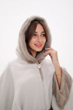 Load image into Gallery viewer, Genuine Mink Fur Double Face Wool Hooded Poncho