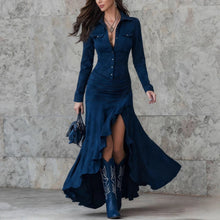 Load image into Gallery viewer, Women's Elegant Zipper Stand Collar Slit Slim-Fit Long Dress — Mermaid Maxi