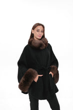 Load image into Gallery viewer, Genuine Polar Fox Fur Double Face Wool Poncho