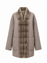 Load image into Gallery viewer, ⇆ Reversible Genuine Mink Fur Virgin Wool Coat