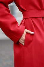 Load image into Gallery viewer, Band Collar Wool Blend Coat in Autumn Red