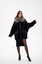 Load image into Gallery viewer, Palermo Genuine Astrakhan Silver Fox Trim Coat