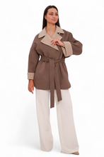 Load image into Gallery viewer, Sandro Cashmere Blend Overcoat in Latte