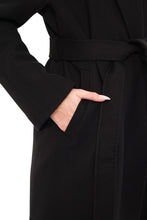 Load image into Gallery viewer, Cambridge Comfort Wraparound Wool Cashmere Coat in Black