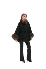 Load image into Gallery viewer, Genuine Polar Fox Fur Double Face Wool Poncho