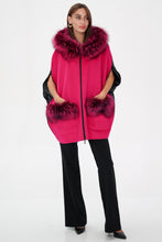 Load image into Gallery viewer, Saga®Furs Silver Fox Wool Alpaca Poncho Vest in Fuchsia