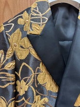 Load image into Gallery viewer, Moda Color Black/Gold Floral Print Turkish 100% Wool Suit