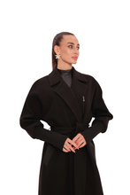 Load image into Gallery viewer, Miru Cashmere Wool Blend Overcoat in Black