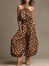 Load image into Gallery viewer, Women's Polka Dot Halter Neck Wide-Leg Jumpsuit | Boho Beach Vacation Jumpsuit