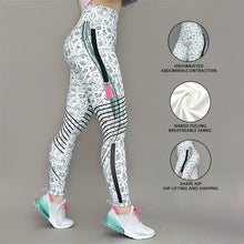 Load image into Gallery viewer, High-Elastic Printed Yoga Leggings – High Waist Tummy Control Fitness Pants