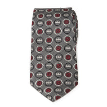 Load image into Gallery viewer, DC Batman Medallion Symbol Charcoal Silk Men's Tie