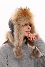 Load image into Gallery viewer, Genuine Racoon Fur Genuine Leather Hat