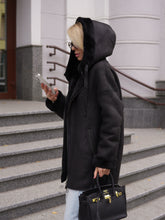 Load image into Gallery viewer, ⇆ Reversible Faux Shearling Hooded Coat