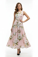 Load image into Gallery viewer, Women's Floral Print Sleeveless Backless Waist-Cinching Maxi Dress