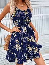 Load image into Gallery viewer, Women's Floral Print Sleeveless Midi Dress – Tie-Up Neck Elastic Waist Boho Summer Dress