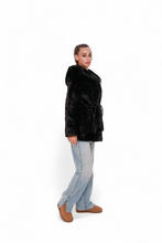 Load image into Gallery viewer, Mink-Effect Hooded Coat