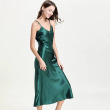 Load image into Gallery viewer, Silky Elegant Night Dress long Slips Multicolors - Tea length