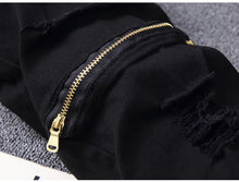Load image into Gallery viewer, Zippered Holes Elastic Trend Denim Pants - # BOAA13410009