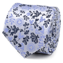 Load image into Gallery viewer, Disney Mickey Mouse Floral Silhouette Blue and White Tie